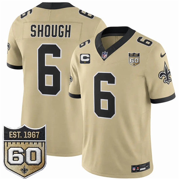 Tyler Shough New Orleans Saints gold Vapor jersey