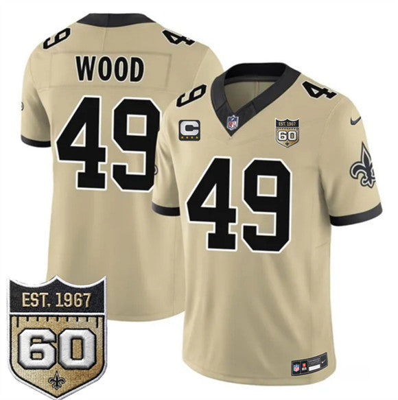 Zach Wood New Orleans Saints gold Vapor jersey
