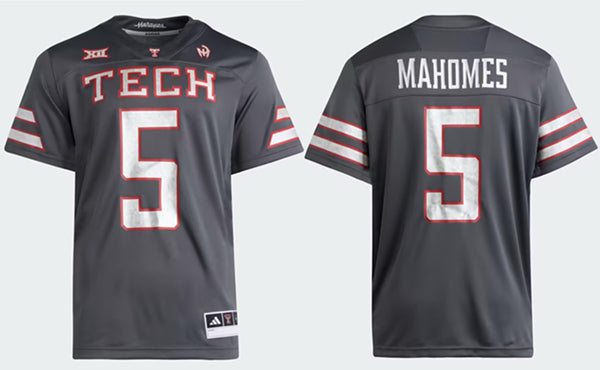 Patrick Mahomes II Texas Tech Red Raiders gray jersey