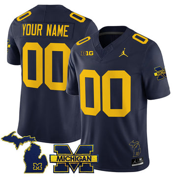 Custom Michigan Wolverines navy Vapor jersey