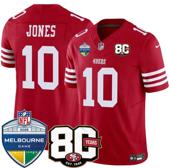 Mac Jones San Francisco 49ers red Vapor jersey