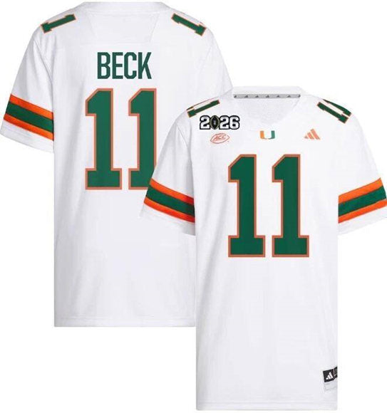 Carson Beck Miami Hurricanes white jersey