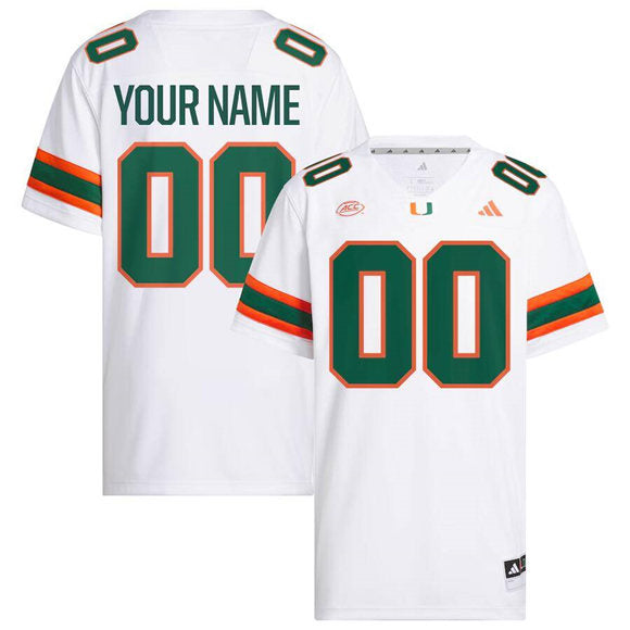 Custom Miami Hurricanes white jersey