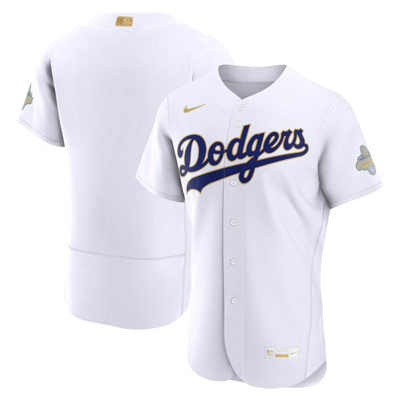 Custom Los Angeles Dodgers white Gold Collection jersey