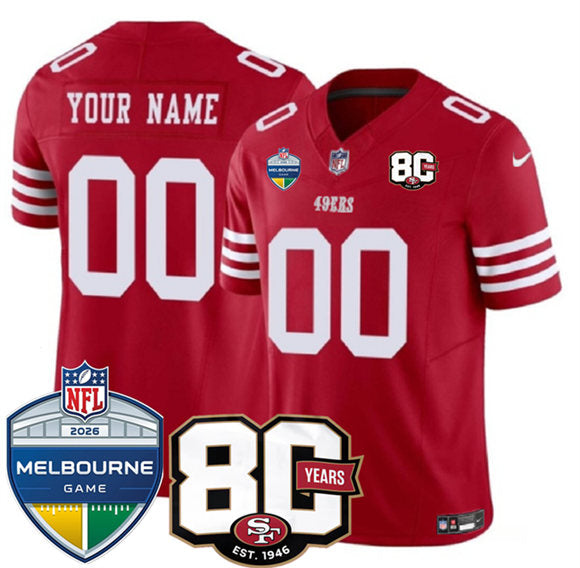 Custom San Francisco 49ers red Vapor jersey