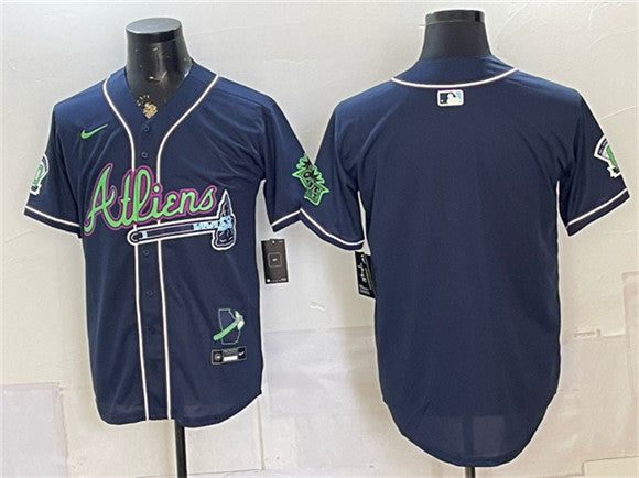 Custom Atlanta Braves navy Vapor jersey