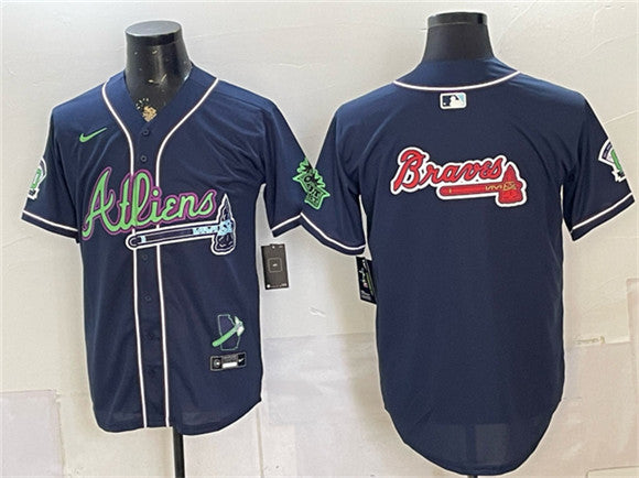Team Big Logo Atlanta Braves navy Vapor jersey