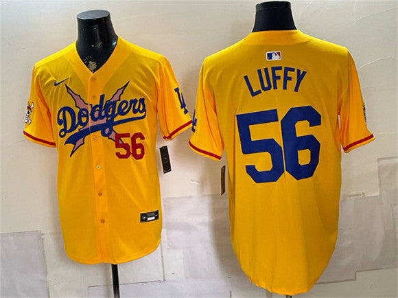 Luffy Los Angeles Dodgers yellow Vapor jersey