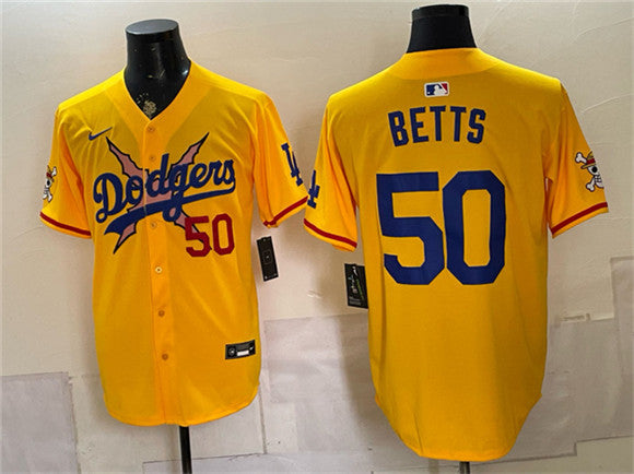 Mookie Betts Los Angeles Dodgers yellow Vapor jersey