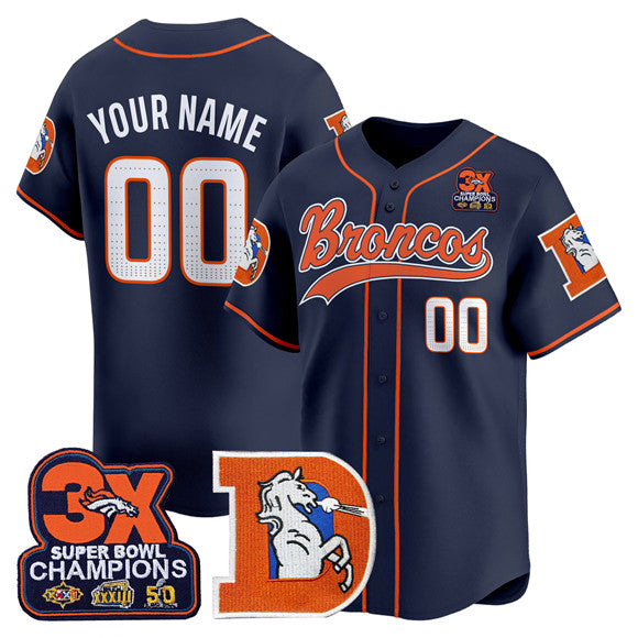 Custom Denver Broncos navy Vapor jersey