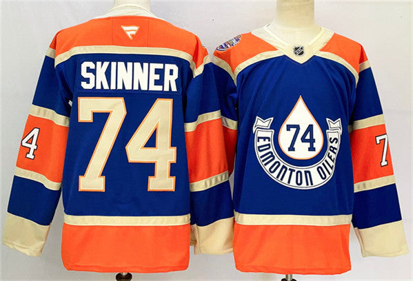 Stuart Skinner Edmonton Oilers royal Heritage jersey
