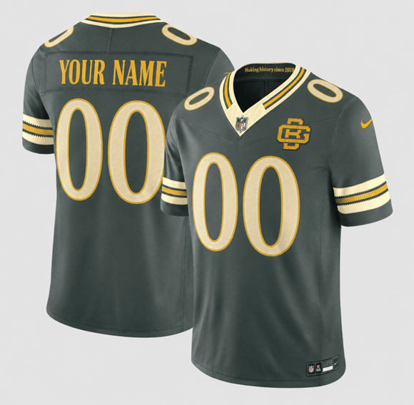Custom Green Bay Packers gray Vapor jersey