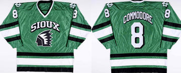 Mike Commodore North Dakota Fighting Sioux green jersey